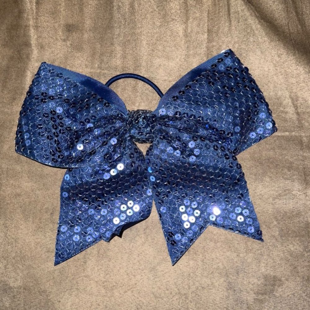 Navy sequin hair bow
